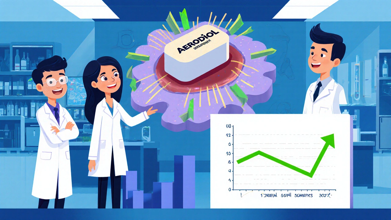 Scientists showing how Aerodiol blocks estrogen receptors and reduces pain.