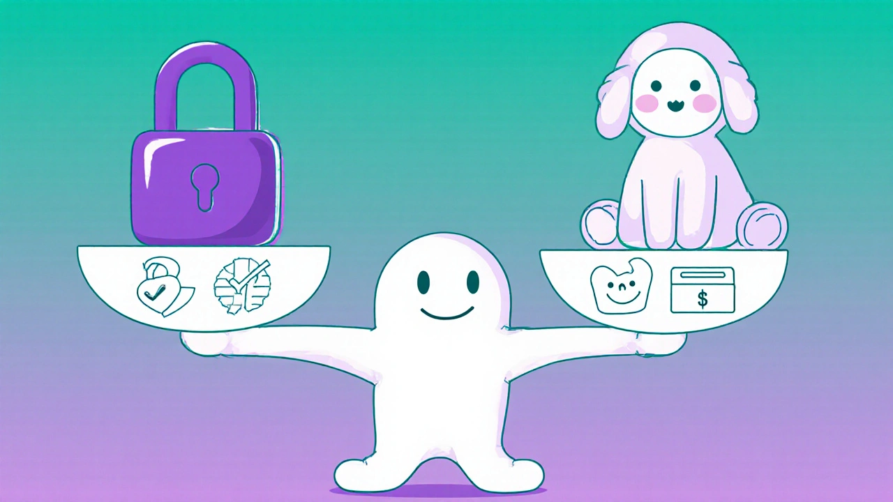 Cartoon scale balancing silicone and TPE toys with icons for safety, realism, and price.