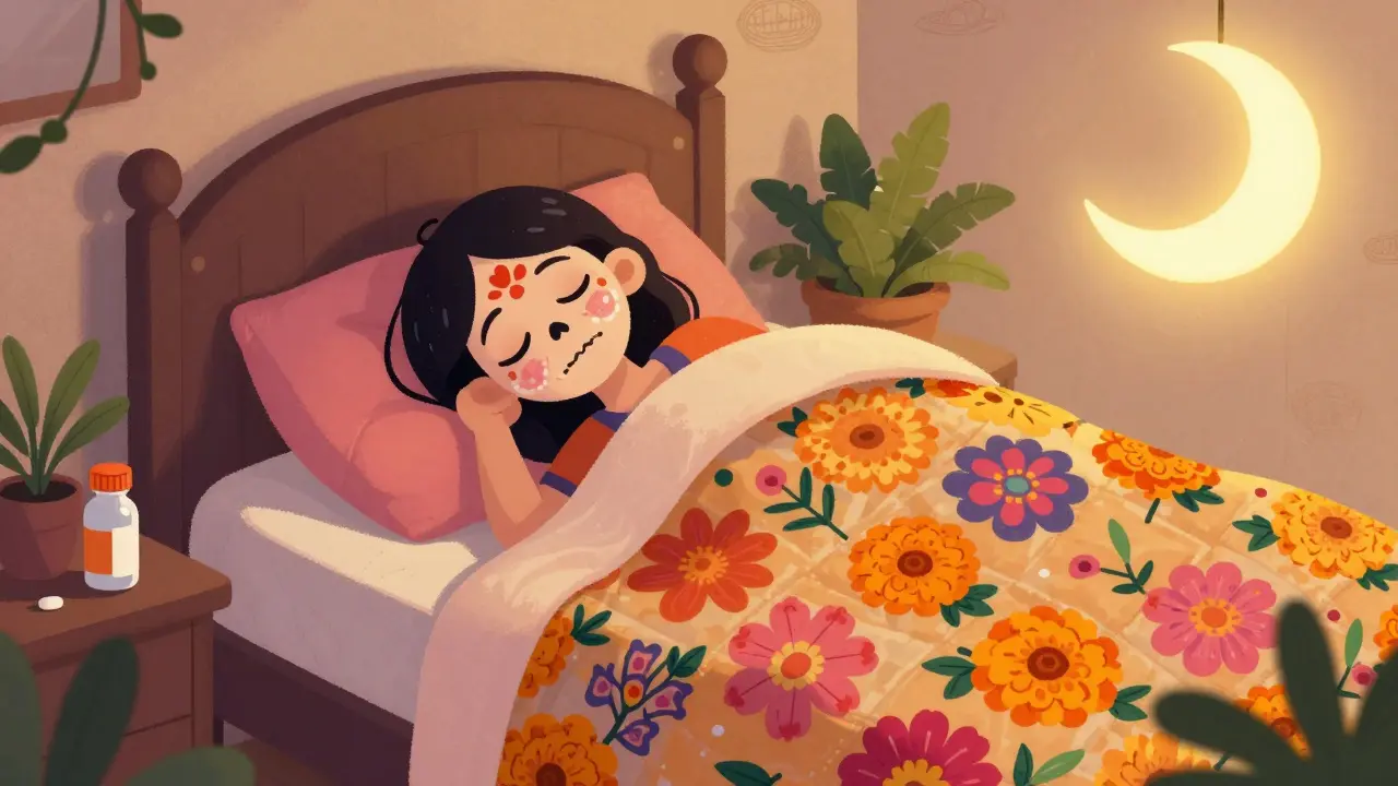 Person sleeping peacefully with plants instead of medication.